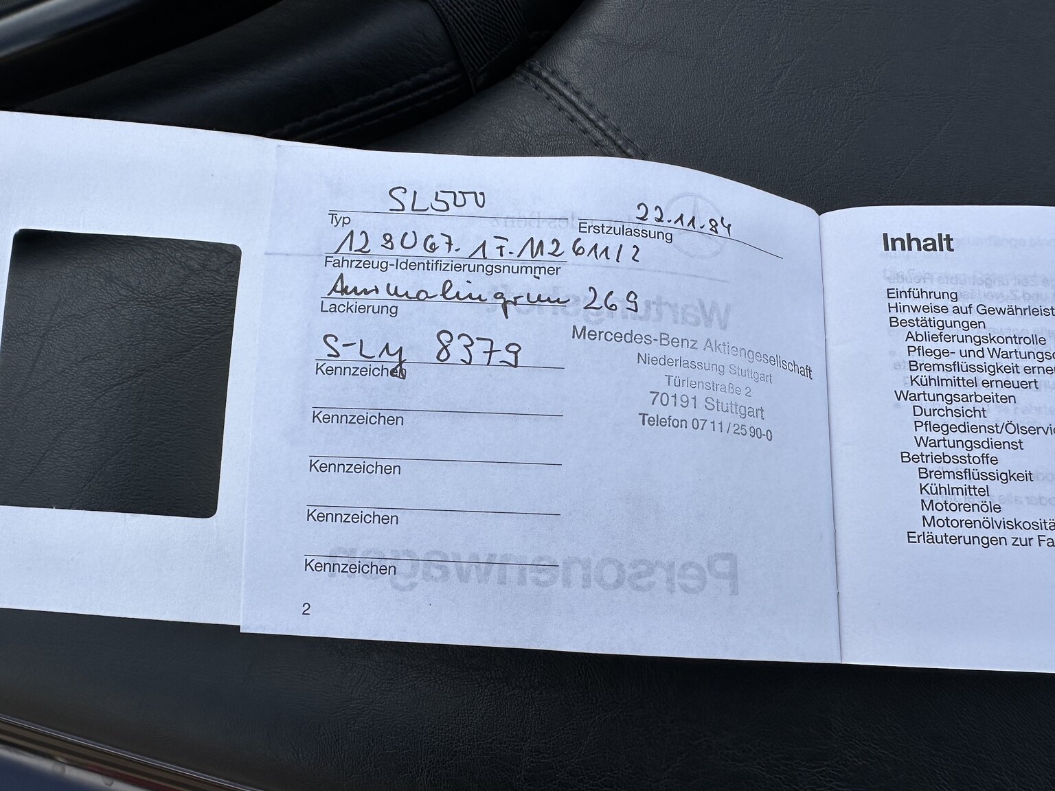 Dokumentation för 1995 Mercedes-Benz SL 500