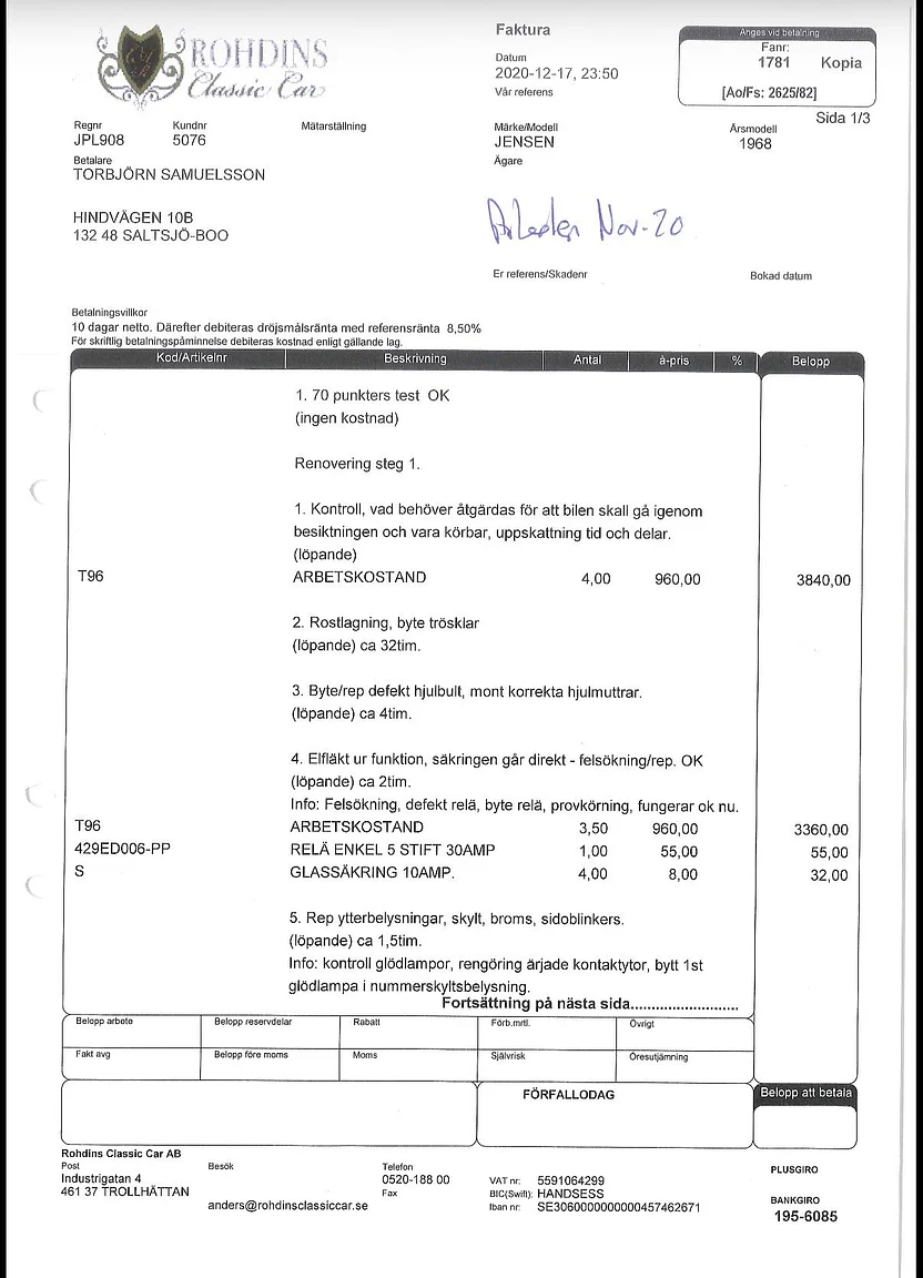 Documentation for 1968 Jensen Interceptor (1)