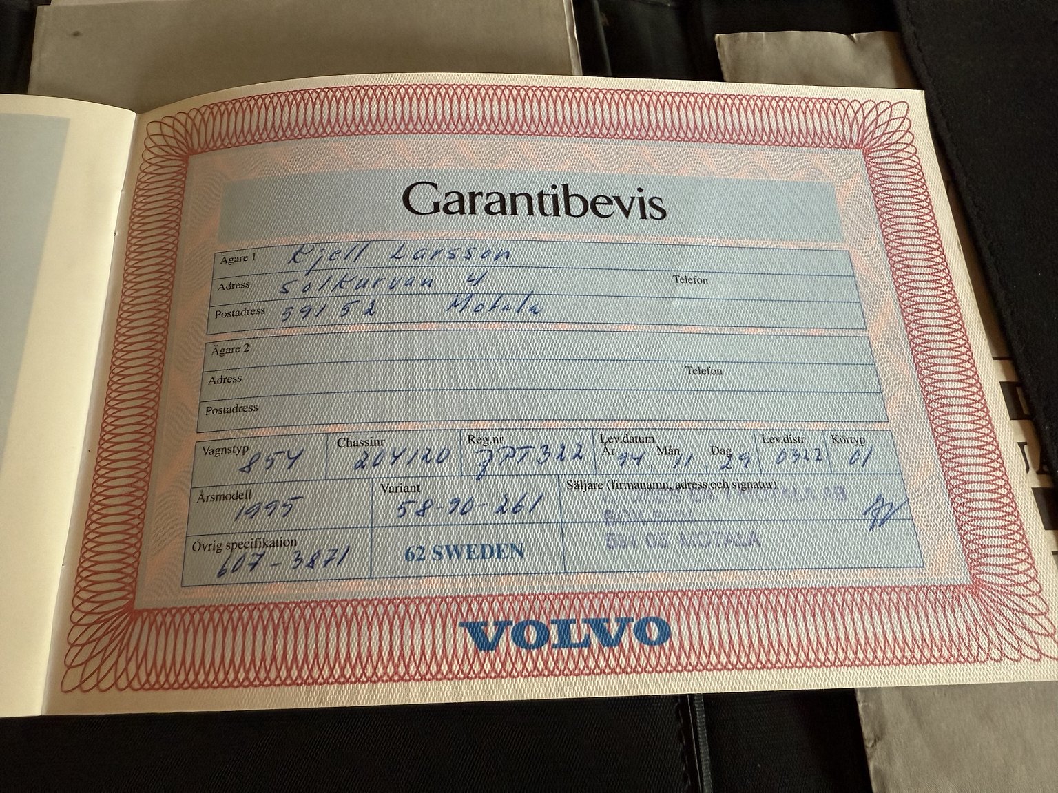 Documentation for 1995 Volvo 850 T-5R