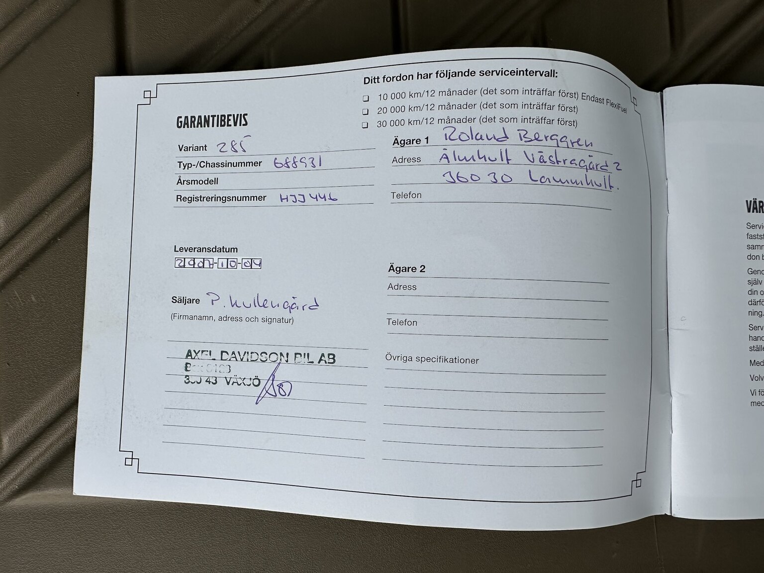 Documentation for 2008 Volvo V70 Classic