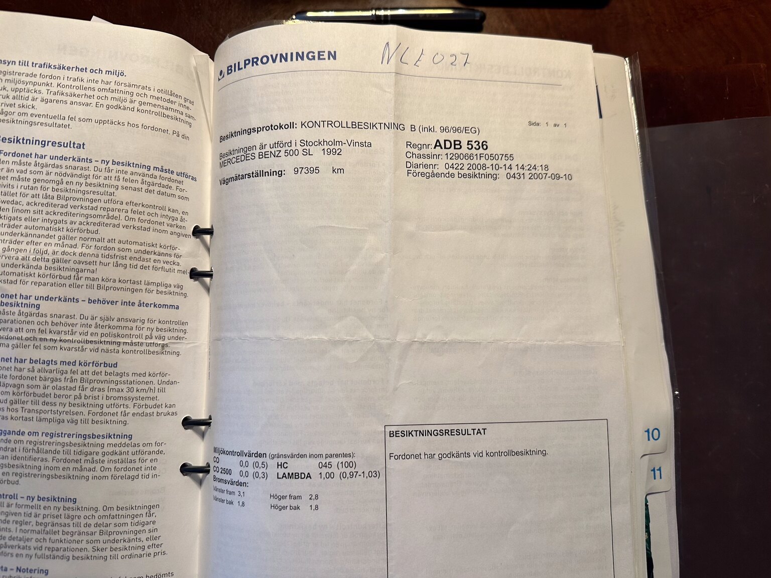 Dokumentation för 1992 Mercedes-Benz SL 500