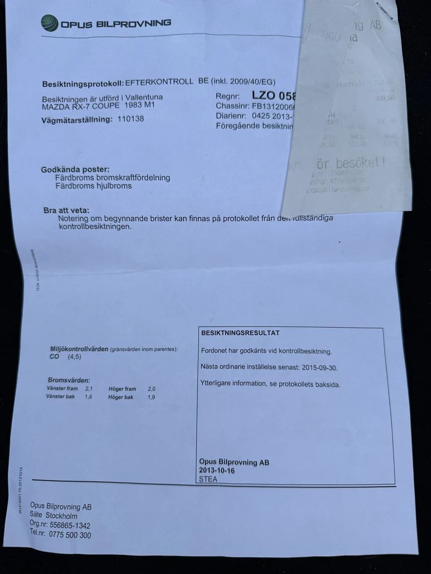 Documentation for 1983 Mazda RX-7 (5)