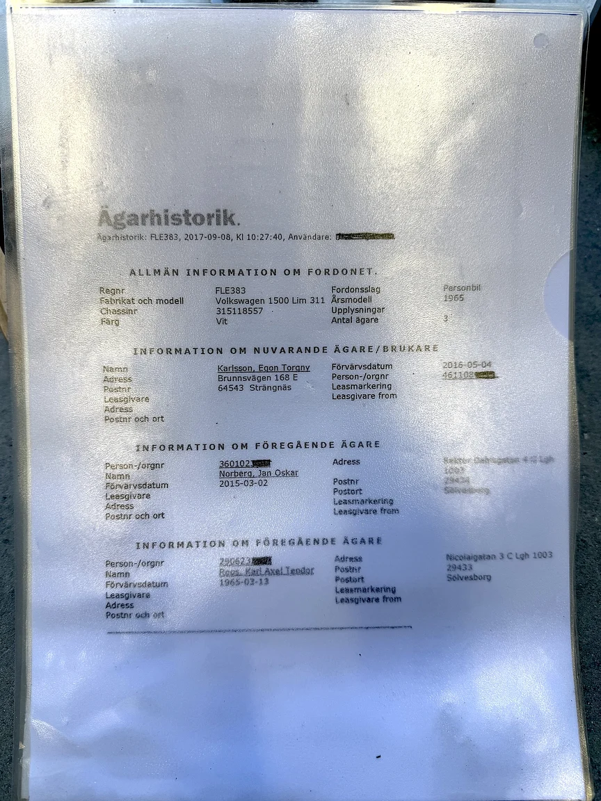 Documentation for 1965 Volkswagen 1500 Limousine 311 Notchback (8)