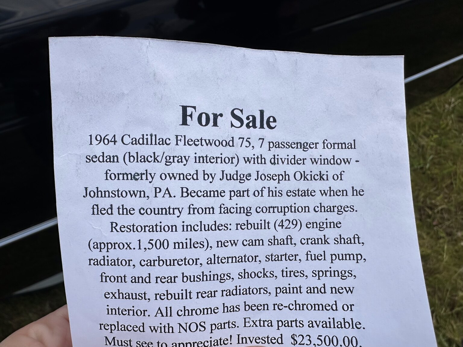 Documentation for 1964 Cadillac Fleetwood Seventy-Five Limousine (1)