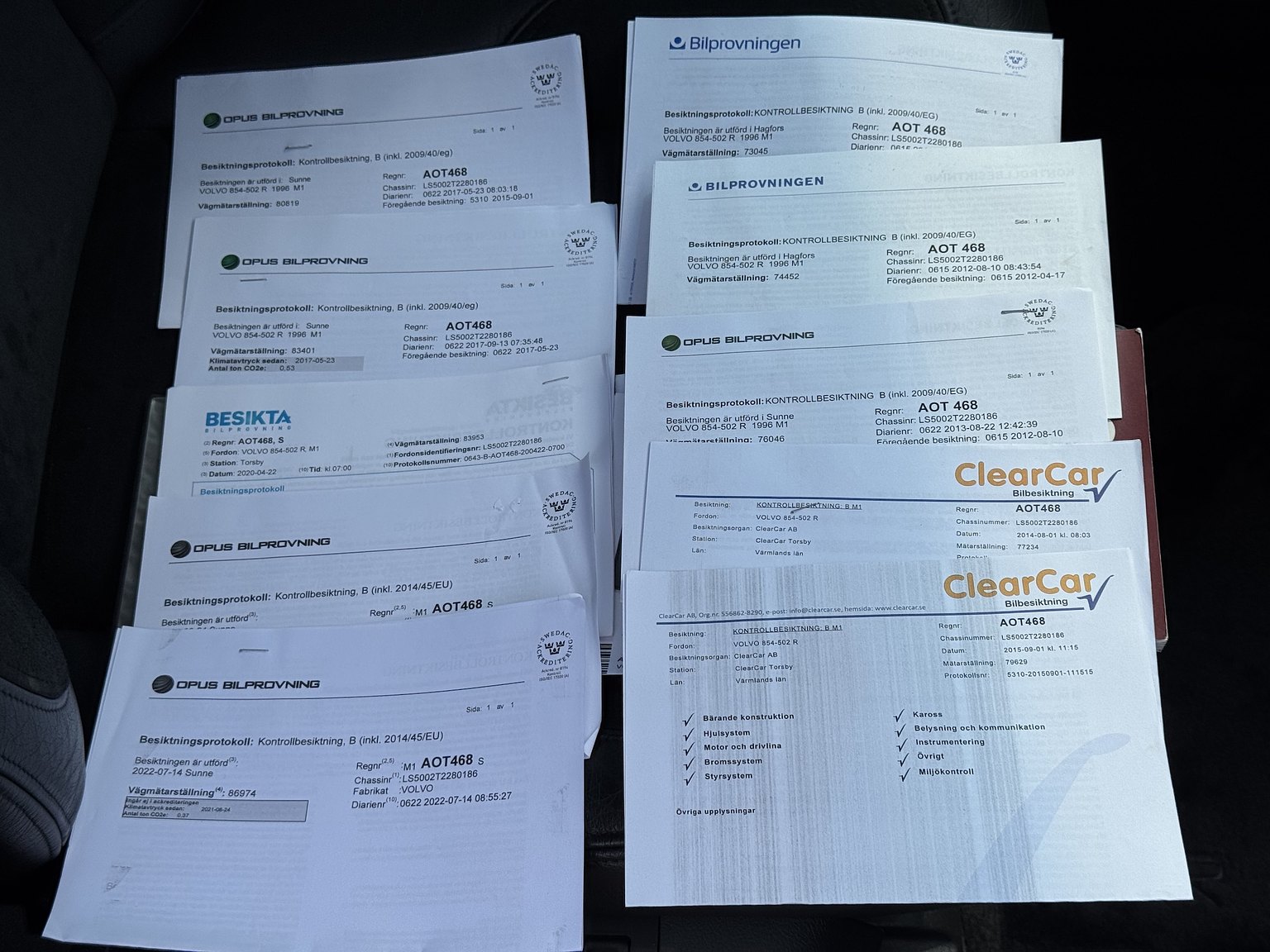 Documentation for 1996 Volvo 850 R (2)