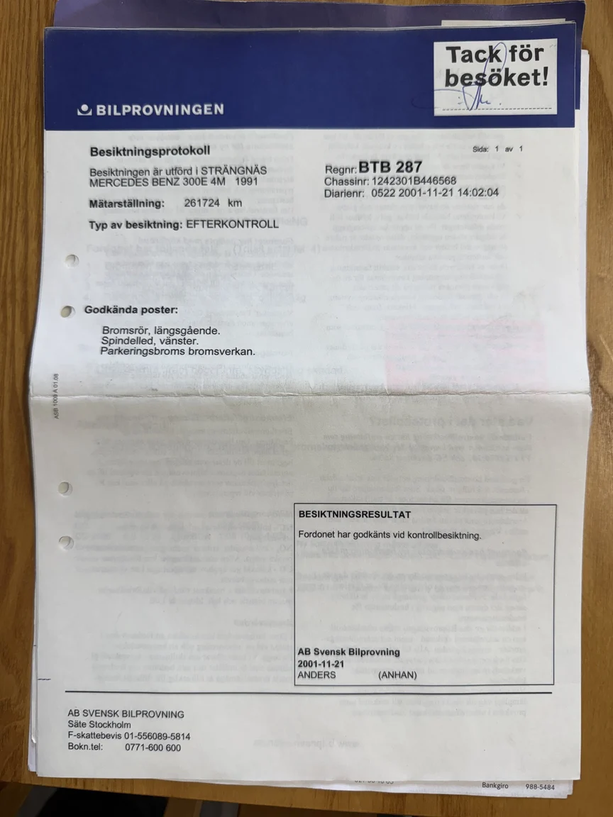 Dokumentation för 1991 Mercedes-Benz 300 E 4MATIC (7)