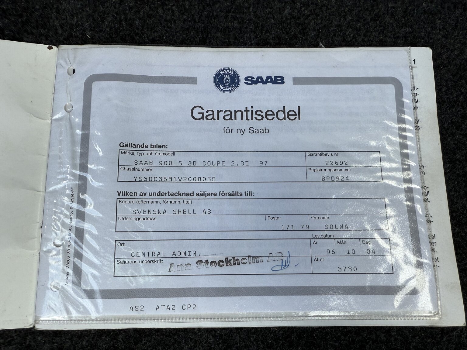 Dokumentation, 1997 SAAB 900