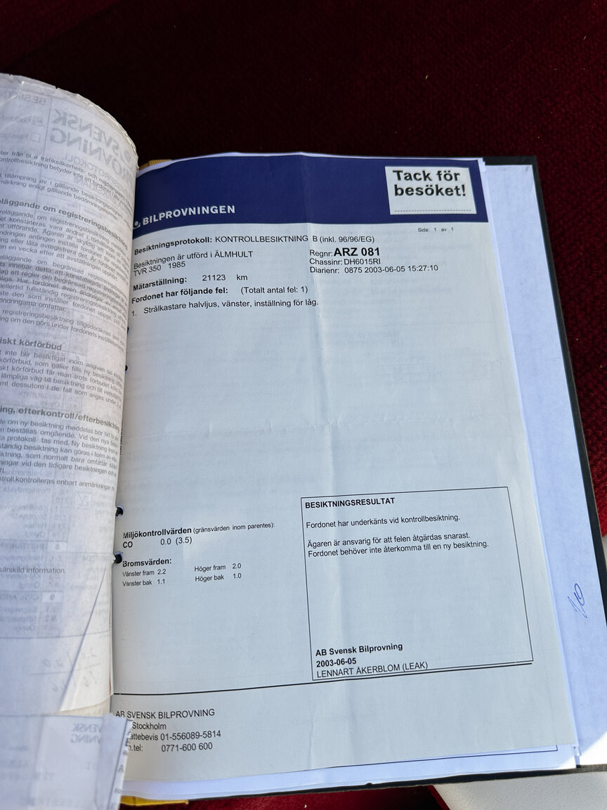 Dokumentation för 1985 TVR 350i Cabriolet 3.5 V8