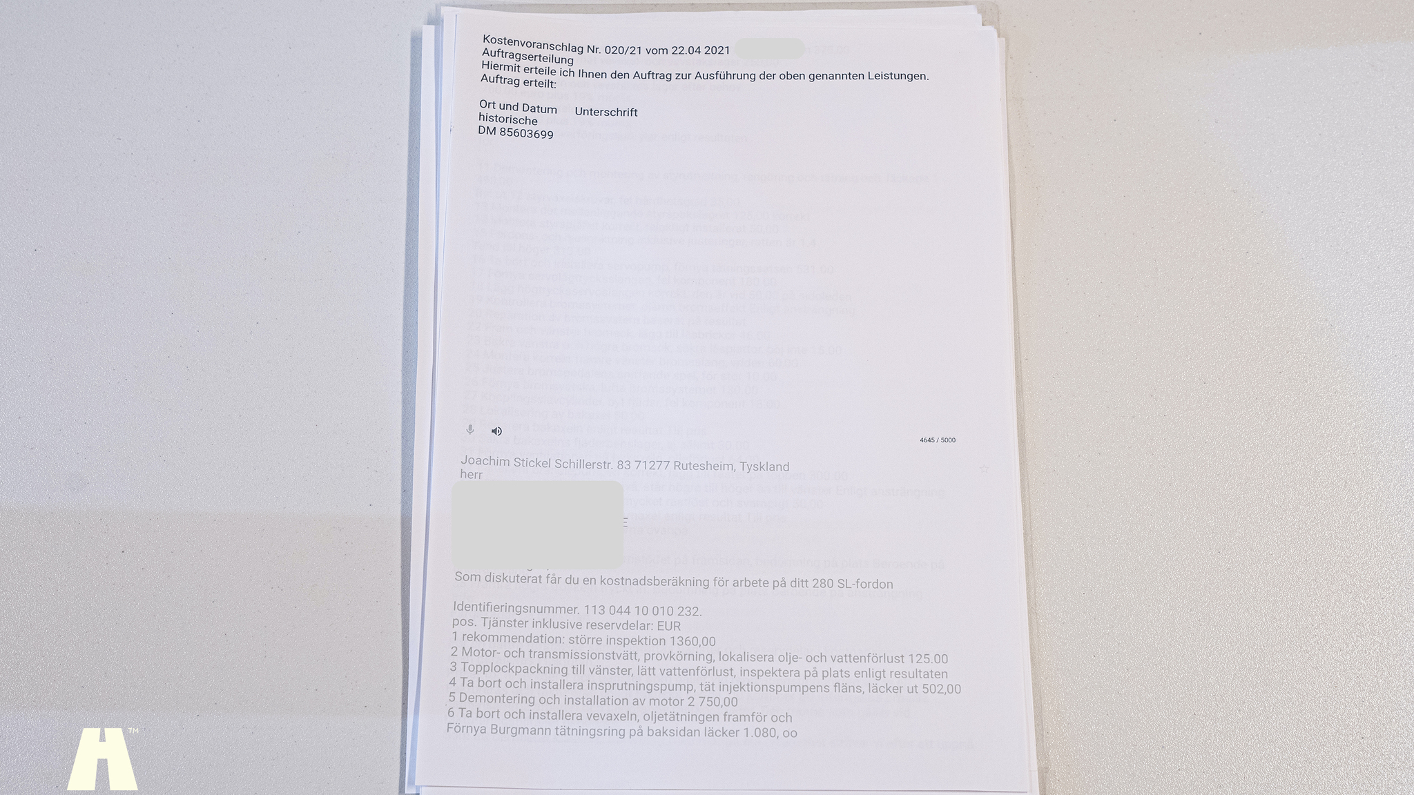 Documentation for 1970 Mercedes 280 SL Pagoda (31)