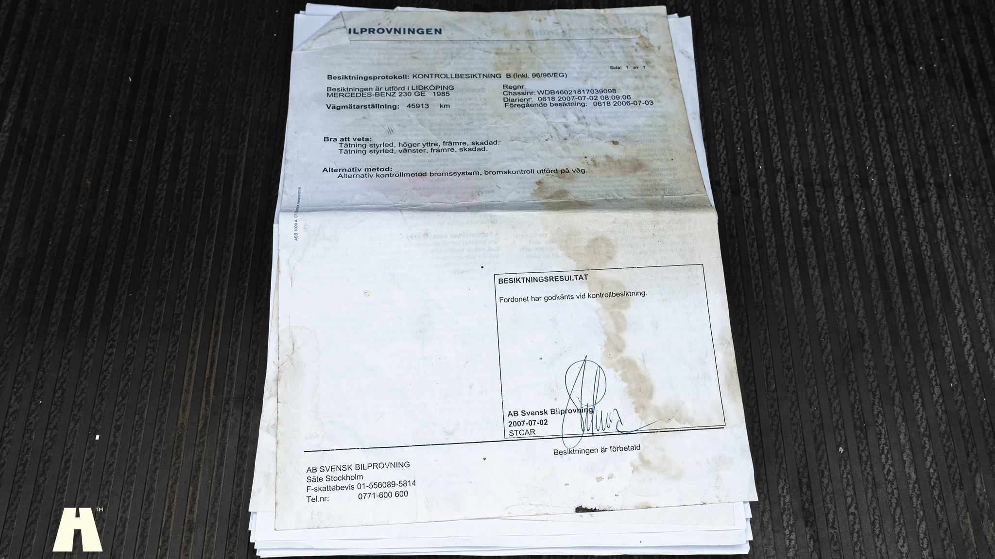 Dokumentation, 1985 Mercedes 230GE Cabrio