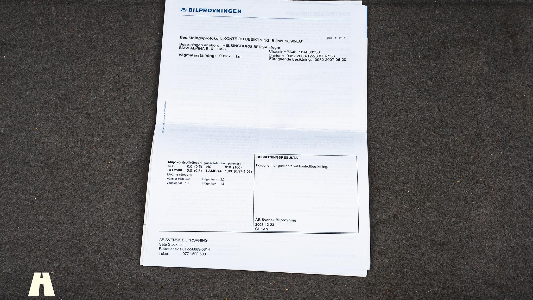 Documentation for 1998 Alpina B10 V8