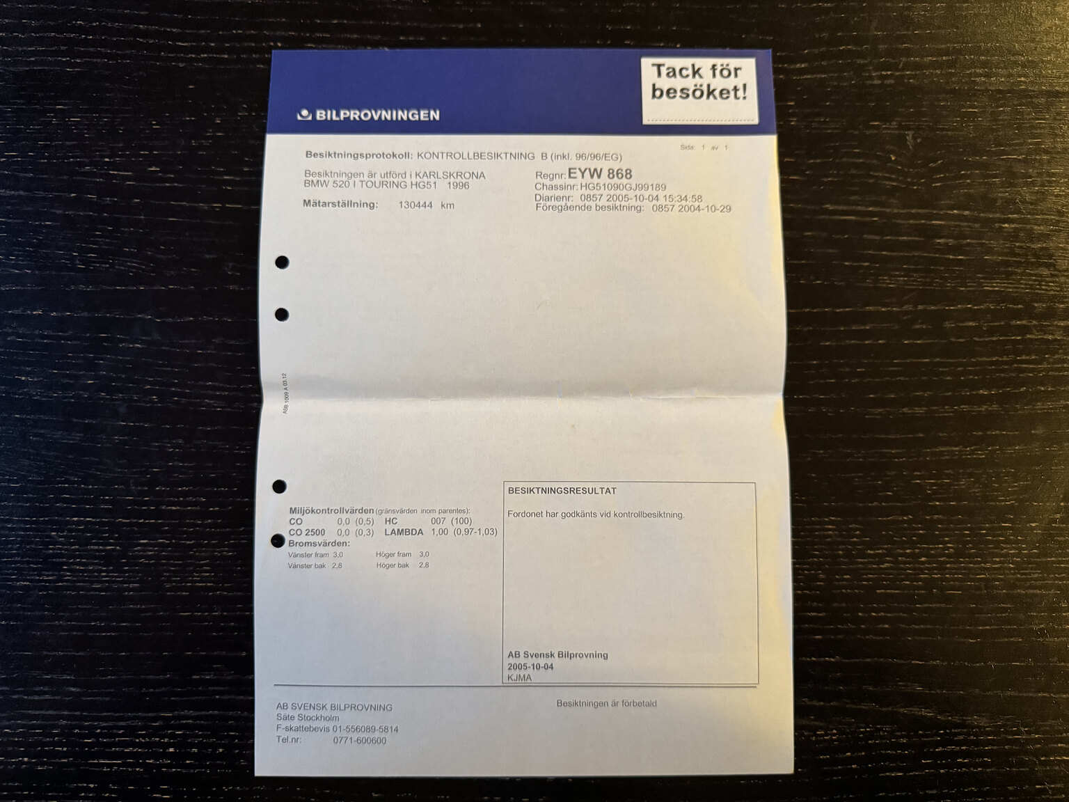Dokumentation, 1996 BMW 520i Touring