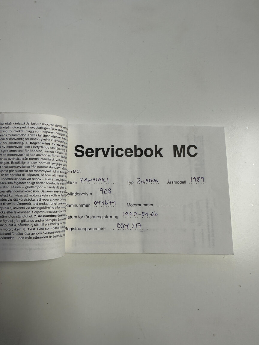 Dokumentation för 1990 Kawasaki ZX900R