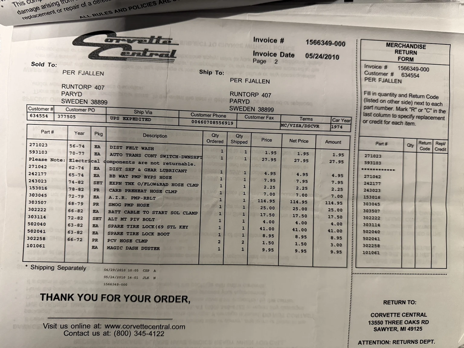 Documentation for 1974 Chevrolet Corvette Stingray