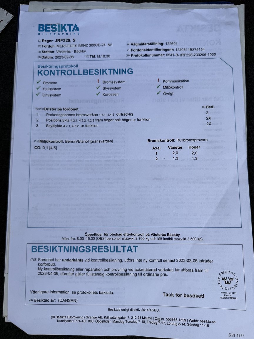 Dokumentation för 1990 Mercedes-Benz 300CE-24