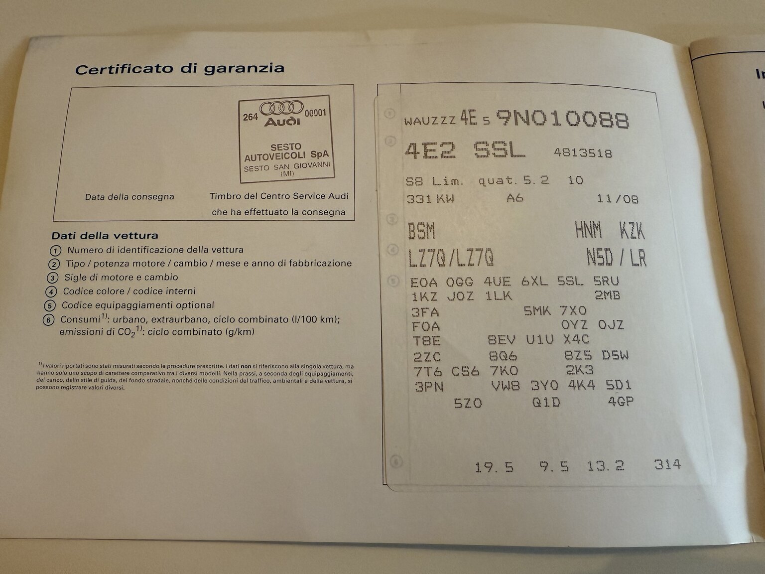Documentation for 2009 Audi S8 5.2 V10 FSI Quattro
