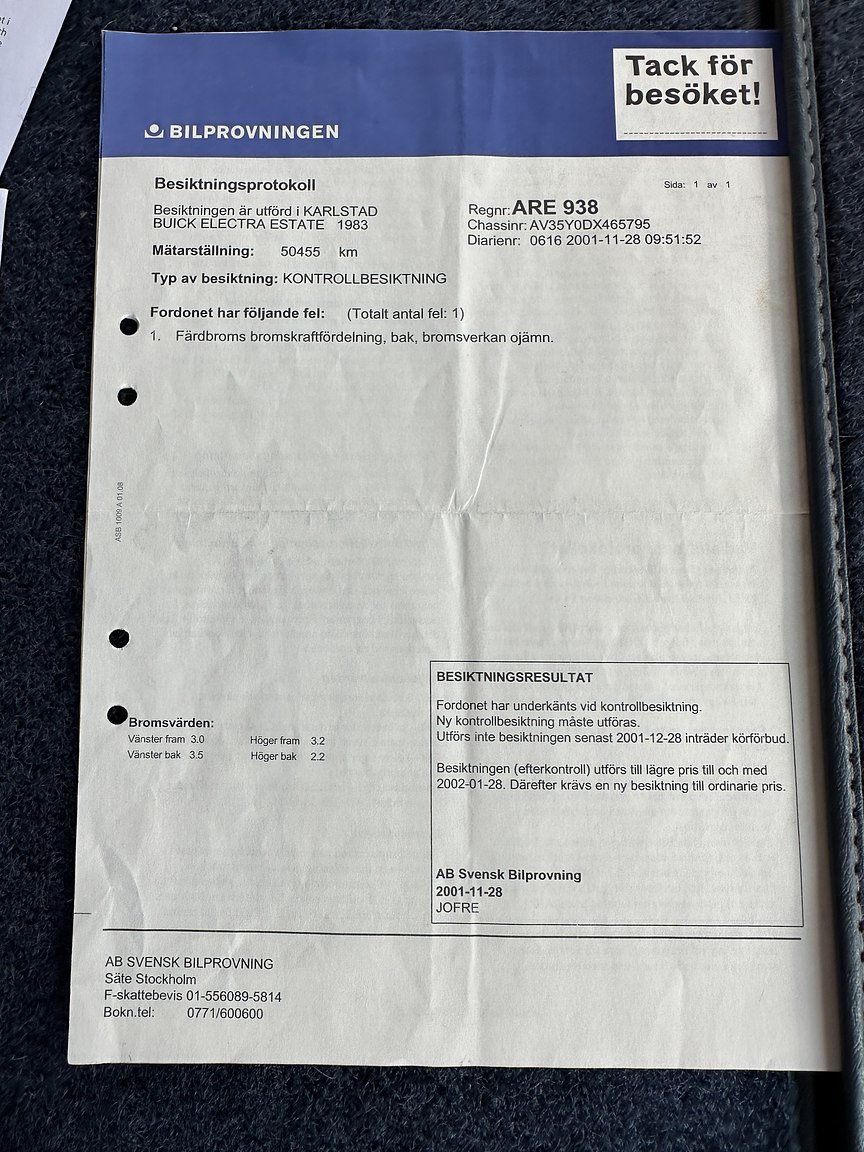 Documentation for 1983 Buick Electra Estate Wagon 5.0