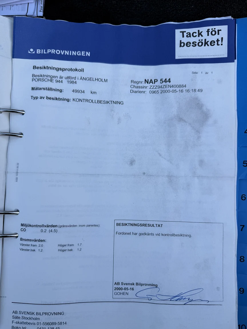 Dokumentation för 1984 PORSCHE 944 Targa (35)