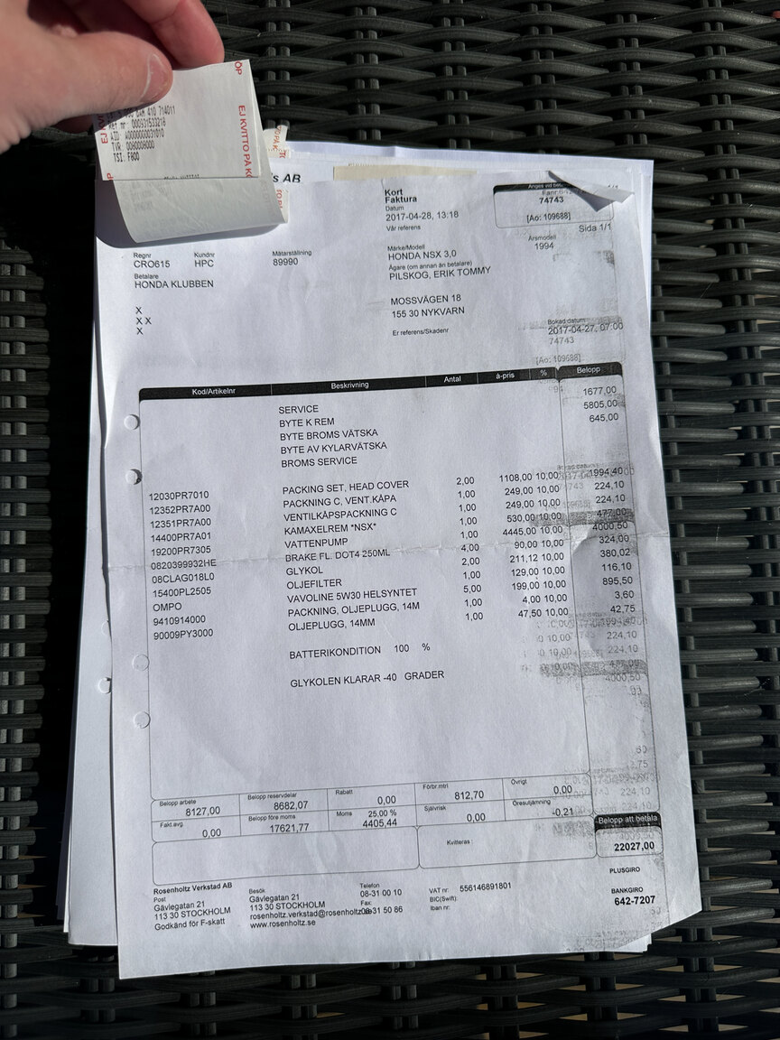 Documentation for 1992 Honda NSX 3.0