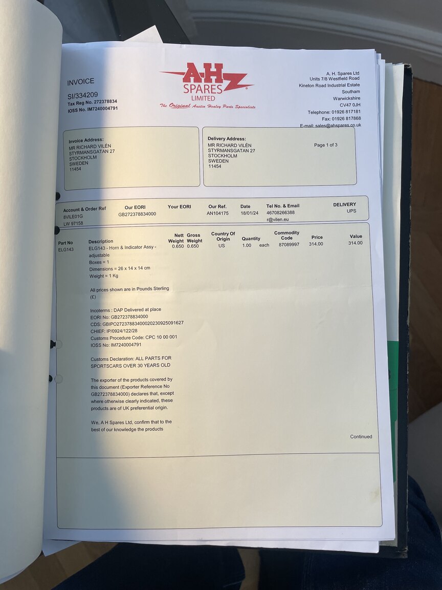 Documentation for 1958 Austin-Healey 100-6