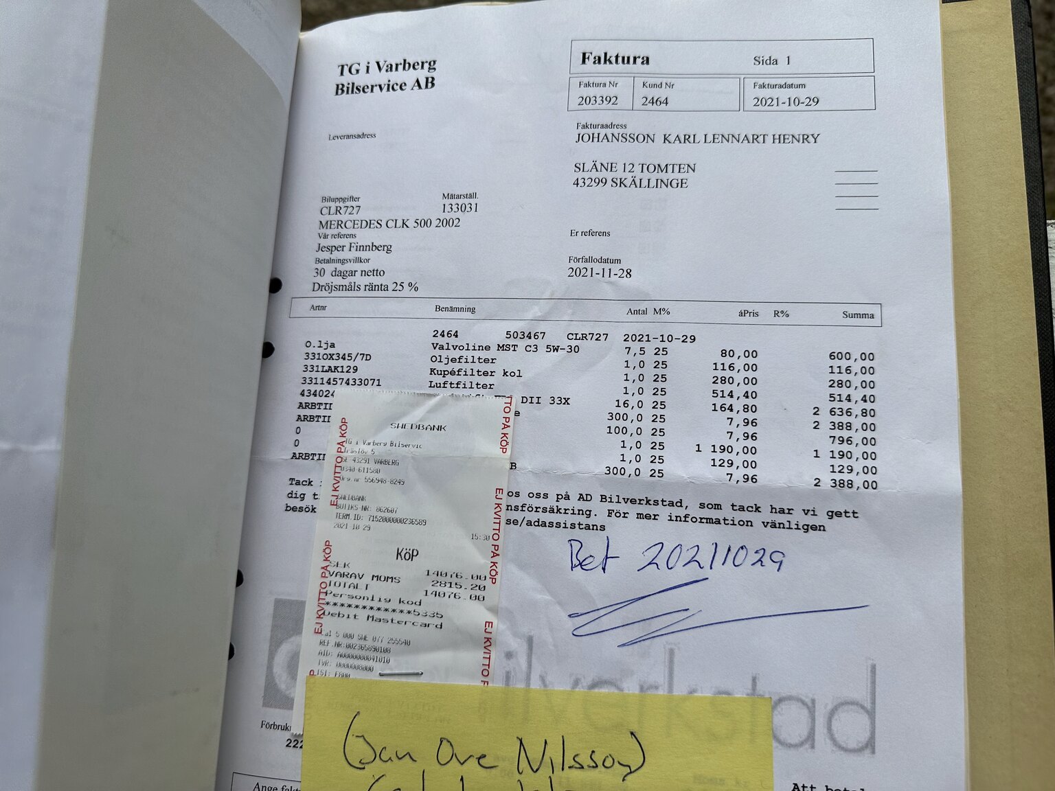 Dokumentation för 2003 Mercedes CLK 500