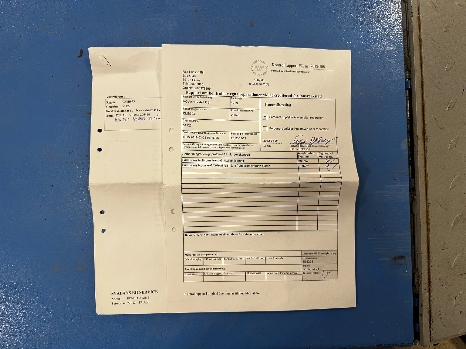 Dokumentation för 1953 Volvo PV444 DS (2)