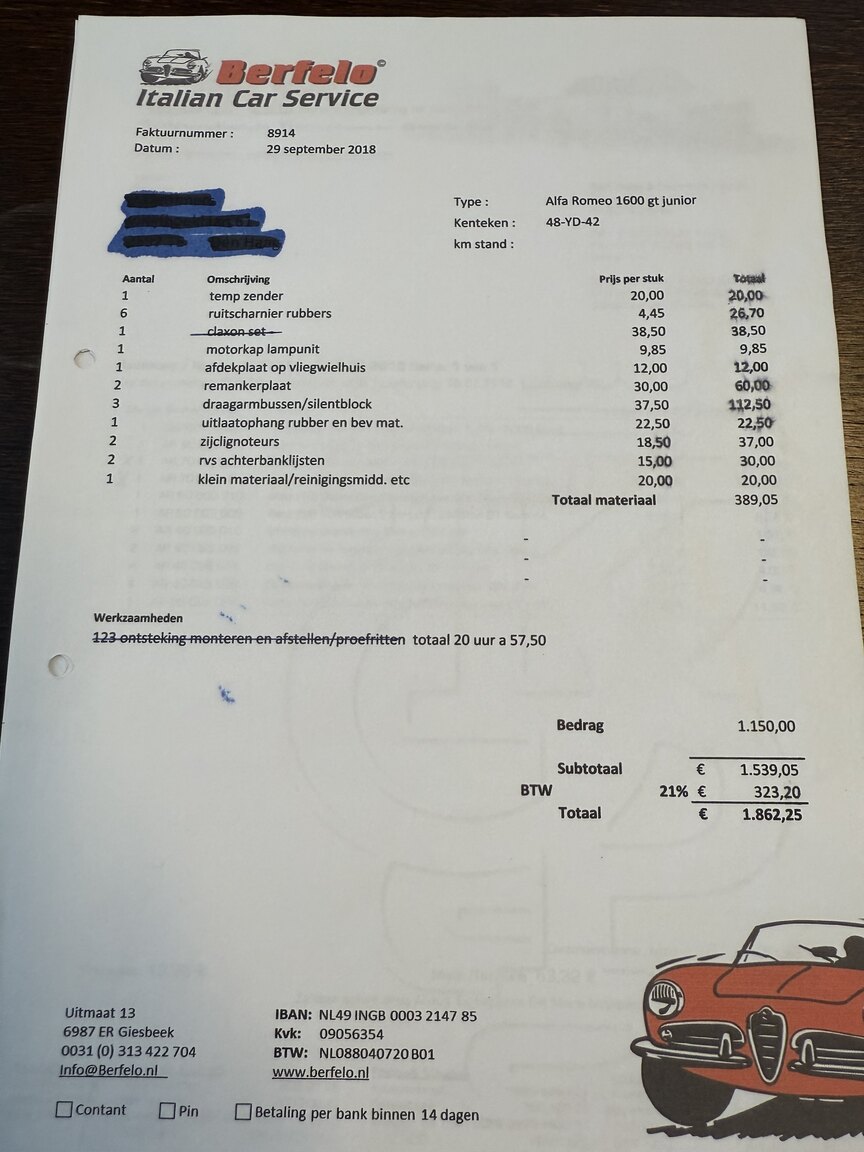 Documentation for 1974 Alfa Romeo GT 1600 Junior