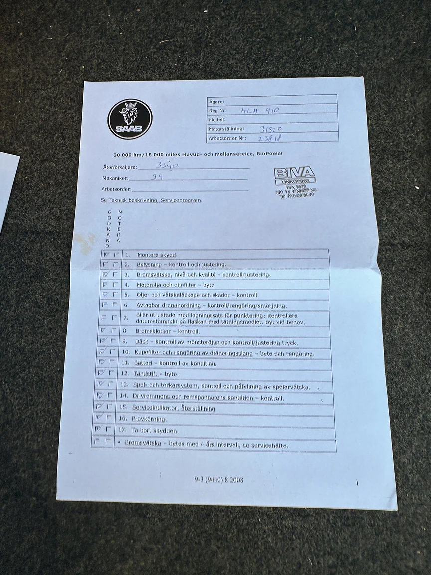 Dokumentation för 2008 SAAB 9-3 Vector 2.0T Cabriolet (9)