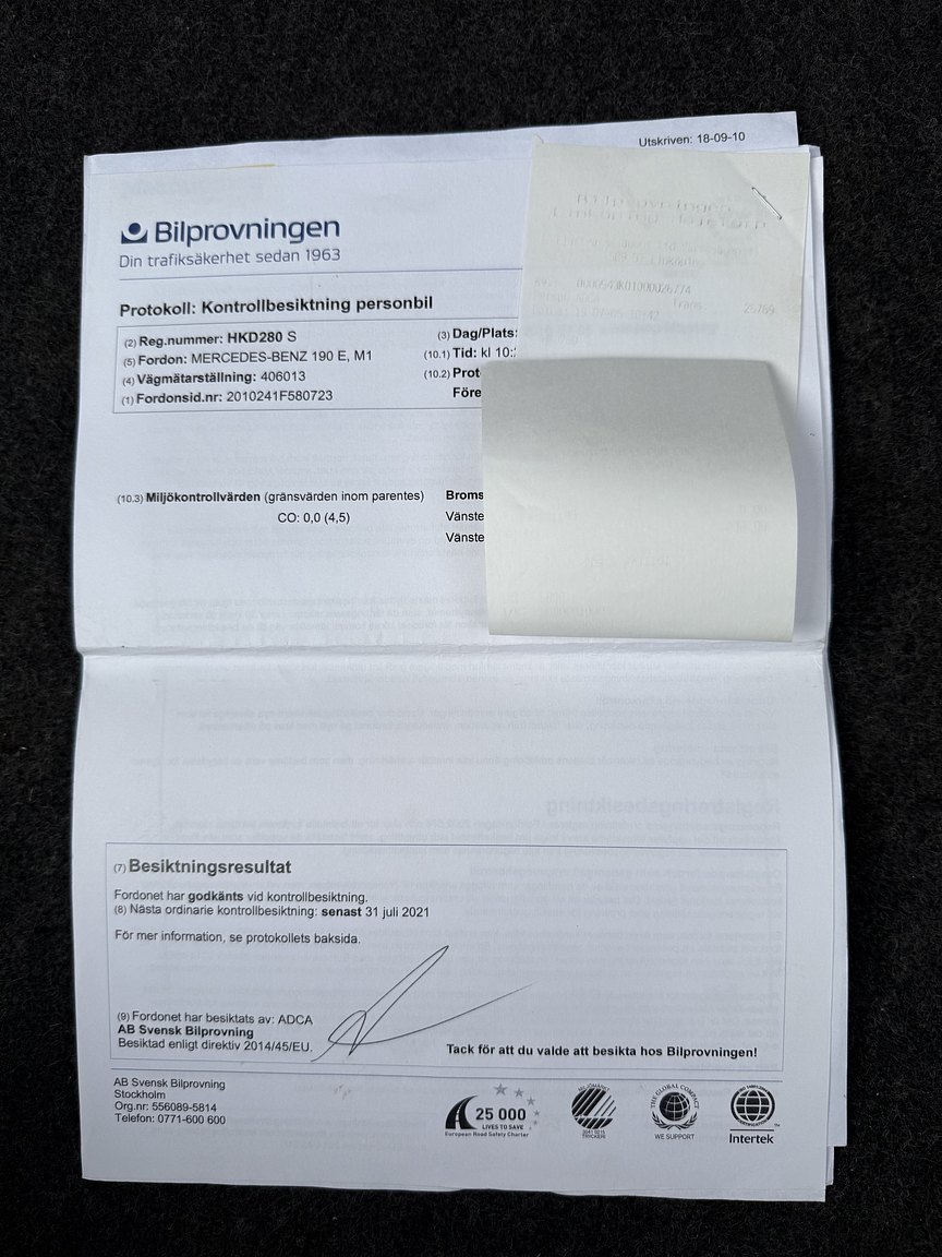 Documentation for 1989 Mercedes-Benz 190 E