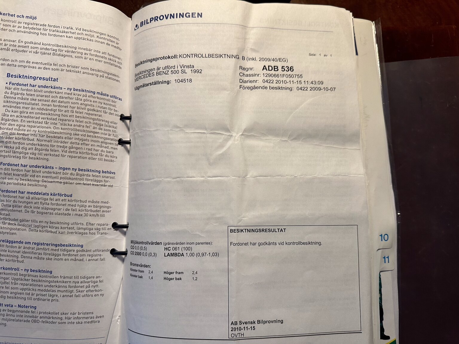 Dokumentation för 1992 Mercedes-Benz SL 500