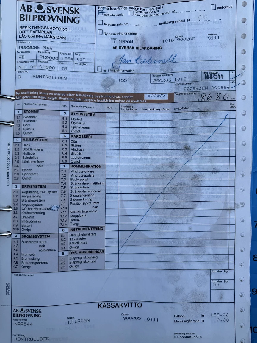 Dokumentation för 1984 PORSCHE 944 Targa (25)