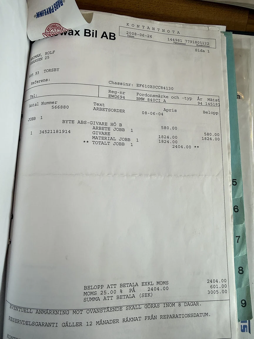 Documentation for 1994 BMW 840Ci (30)