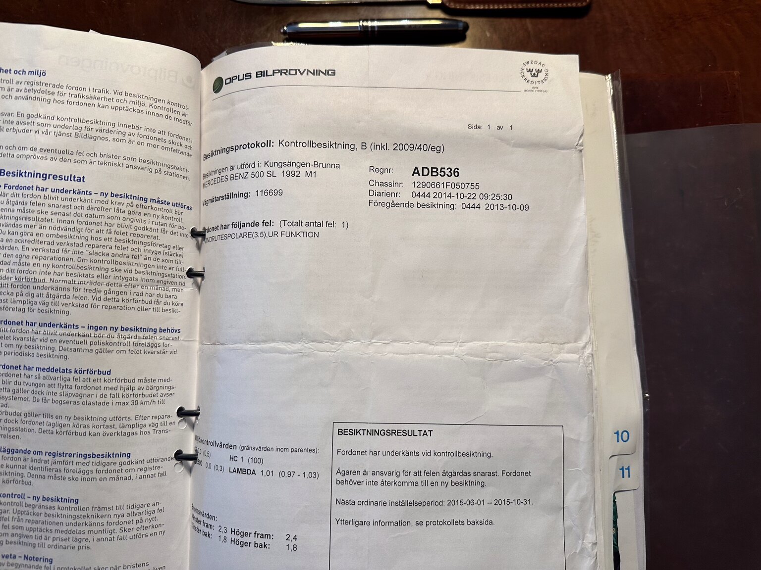 Dokumentation för 1992 Mercedes-Benz SL 500