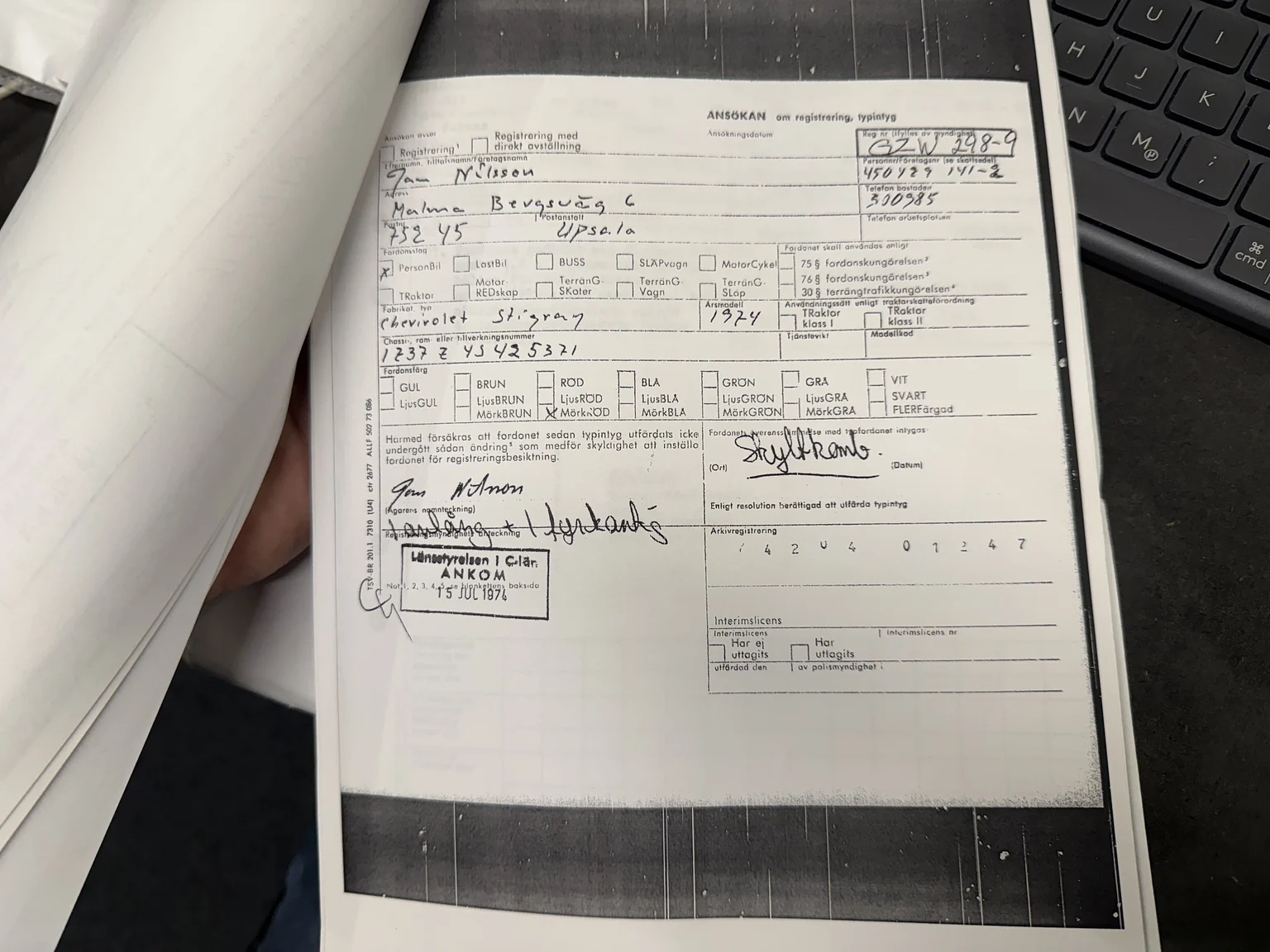 Dokumentation, 1974 Chevrolet Corvette Stingray