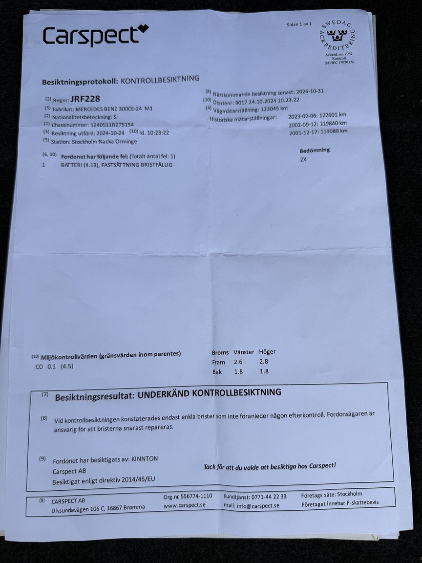 Dokumentation för 1990 Mercedes-Benz 300CE-24