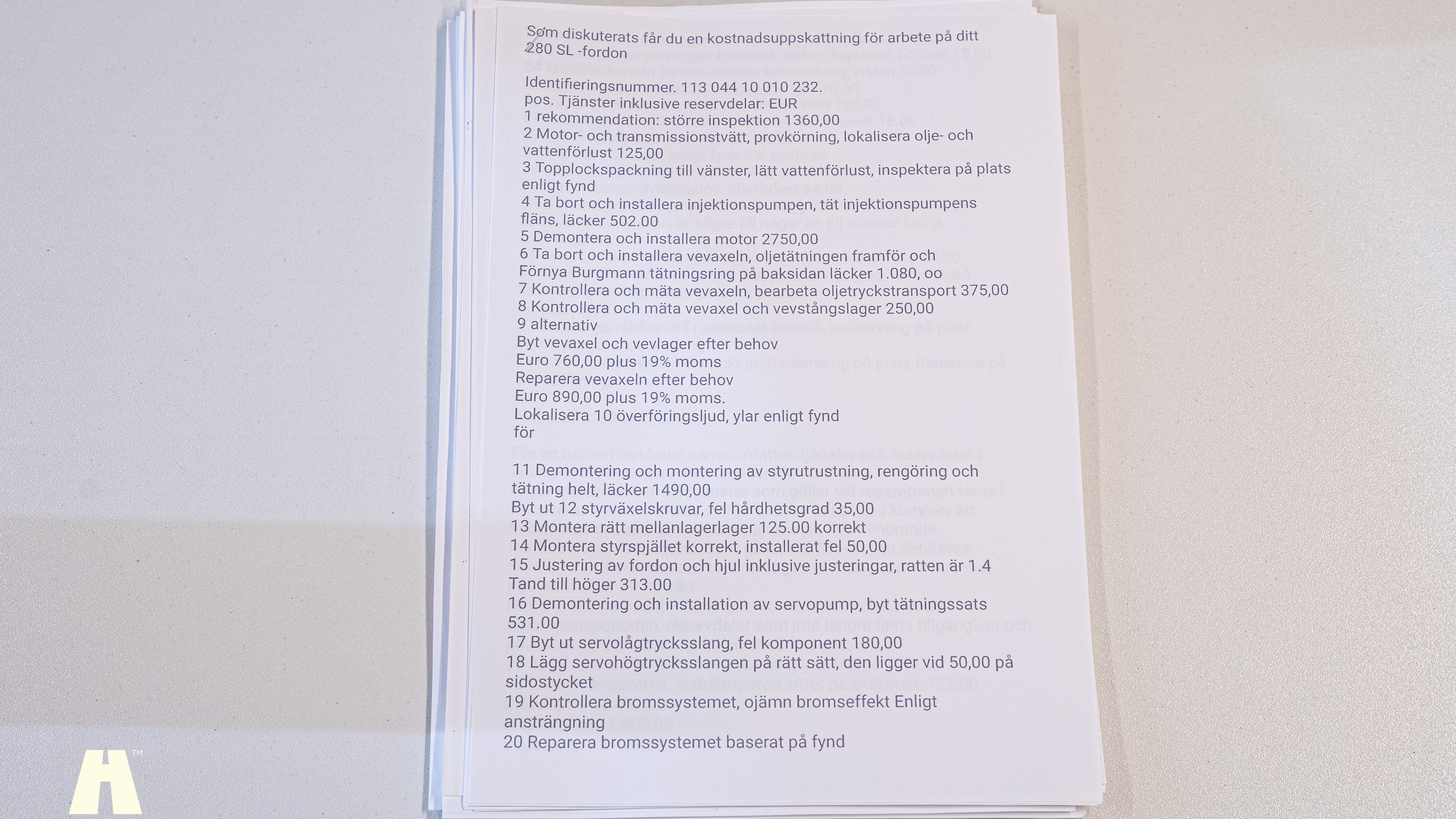 Dokumentation för 1970 Mercedes 280 SL Pagoda (8)