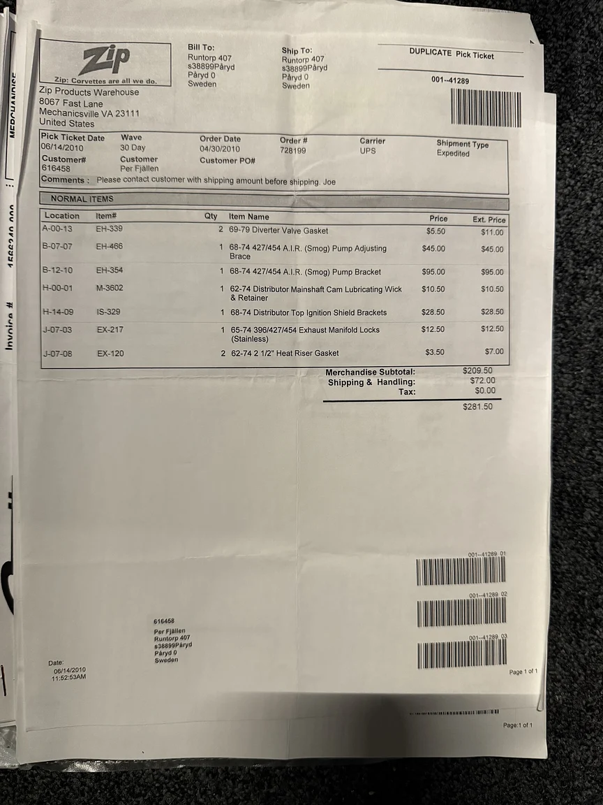 Documentation for 1974 Chevrolet Corvette Stingray