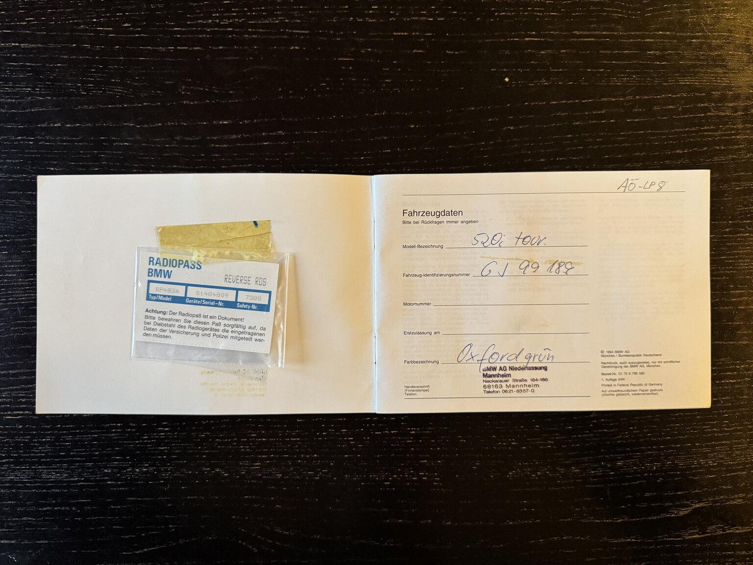 Dokumentation, 1996 BMW 520i Touring