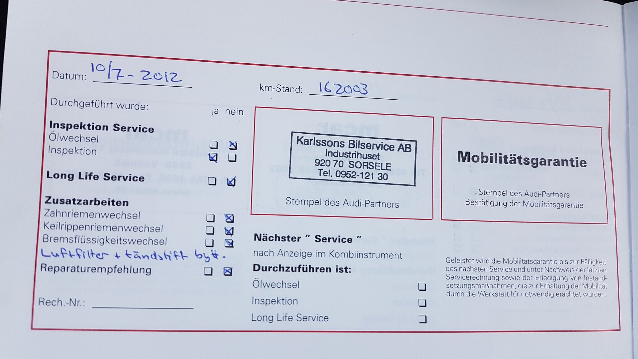 Dokumentation för 2000 Audi S6 Avant