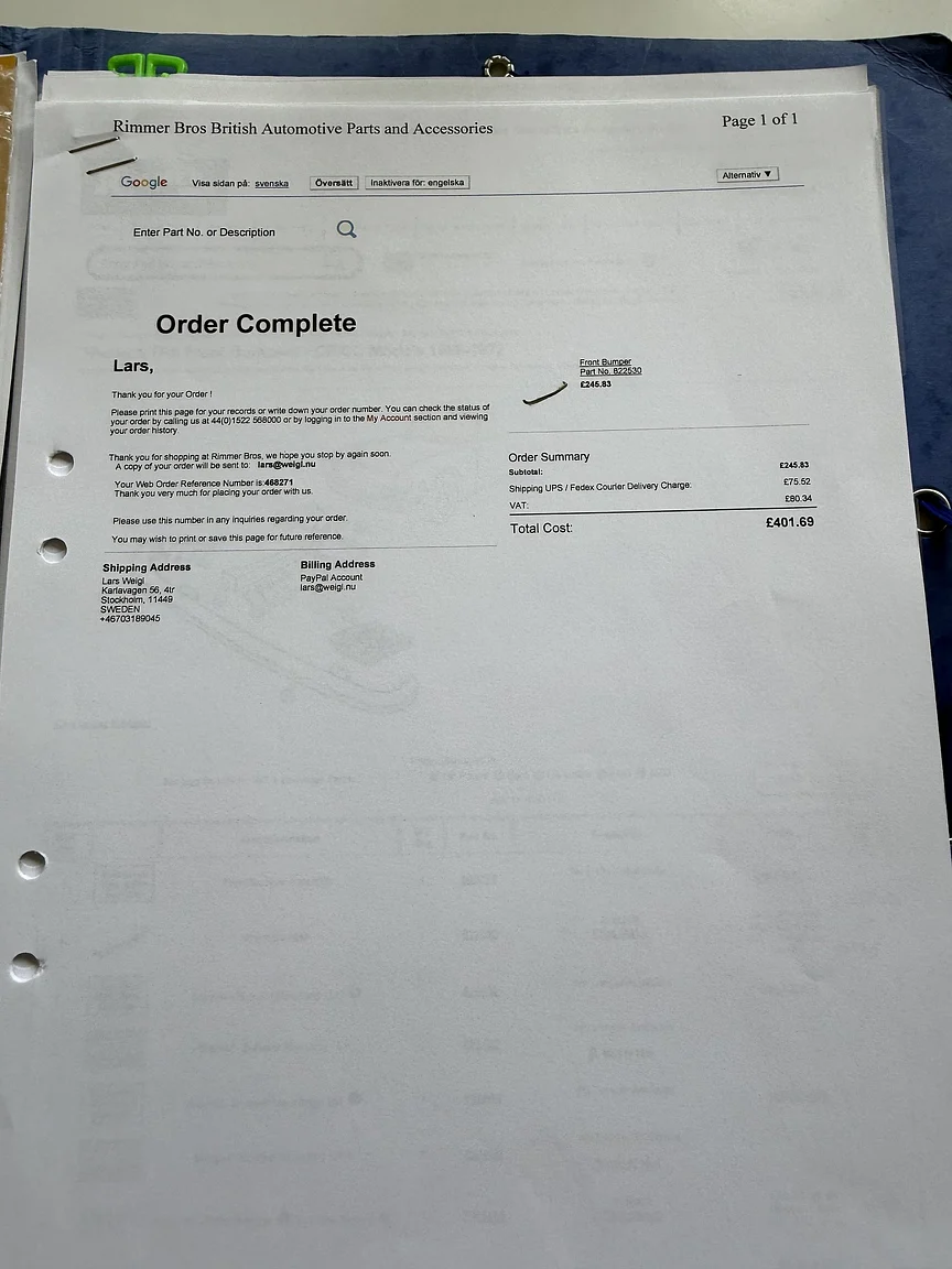 Dokumentation, 1970 Triumph TR6 Hardtop  (8)