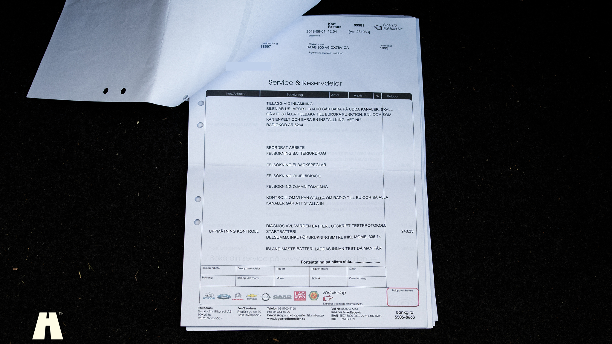 Dokumentation för 1995 SAAB 900 SE V6 Automat