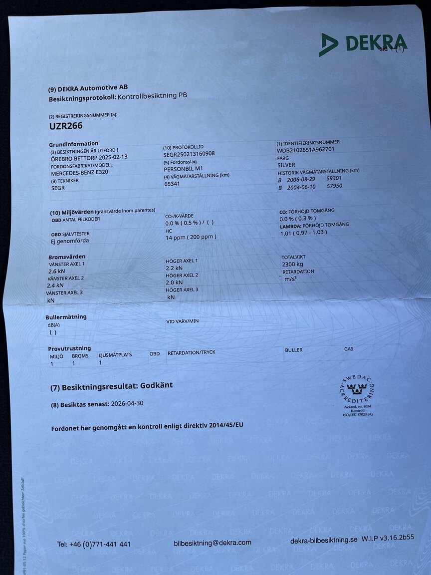 Dokumentation för 1999 Mercedes-Benz E320 T Automat