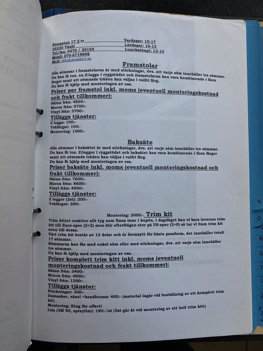 Dokumentation för 1991 NISSAN 300 ZX