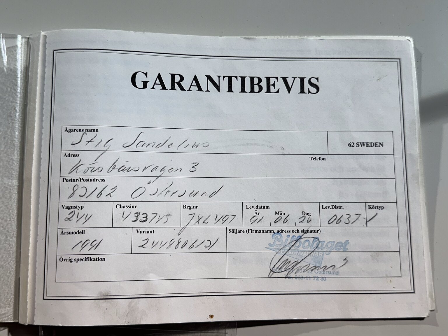 Documentation for 1991 Volvo 240 GLT