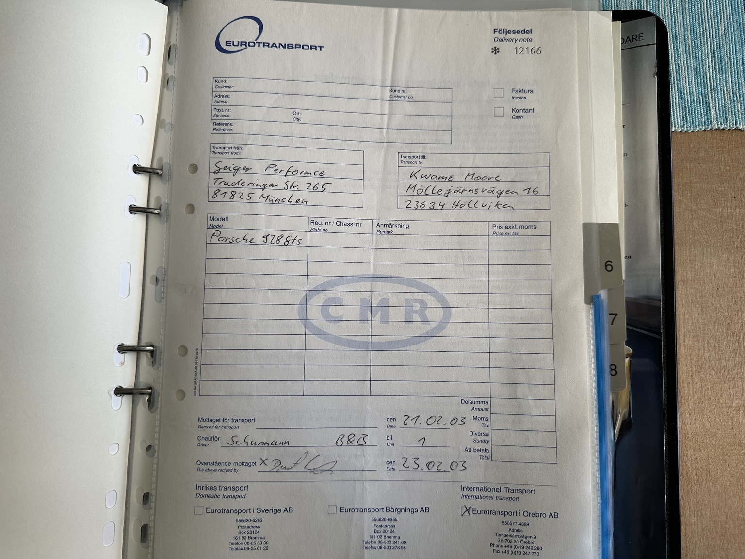 Documentation for 1994 Porsche 928 GTS