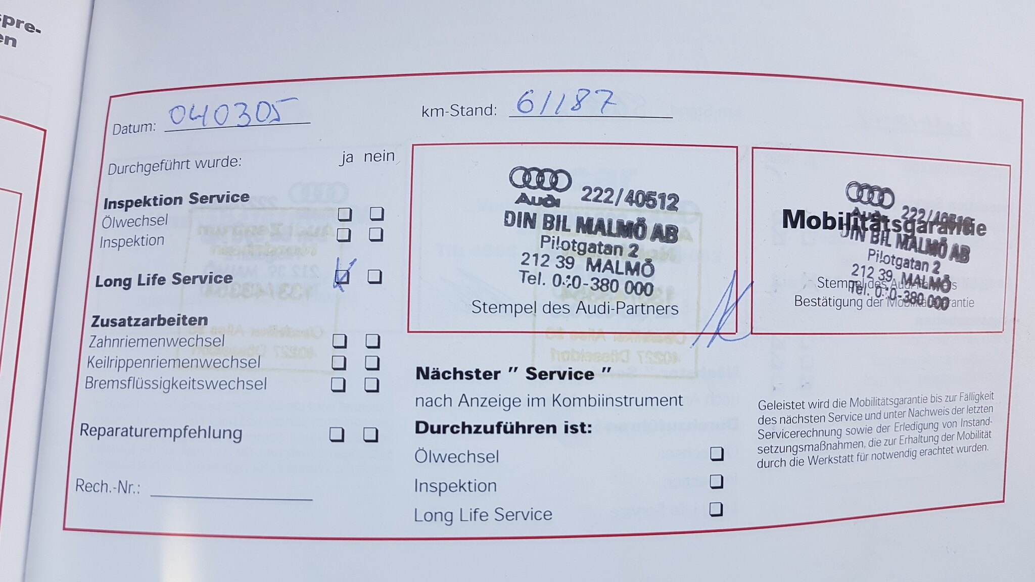 Dokumentation för 2000 Audi S6 Avant