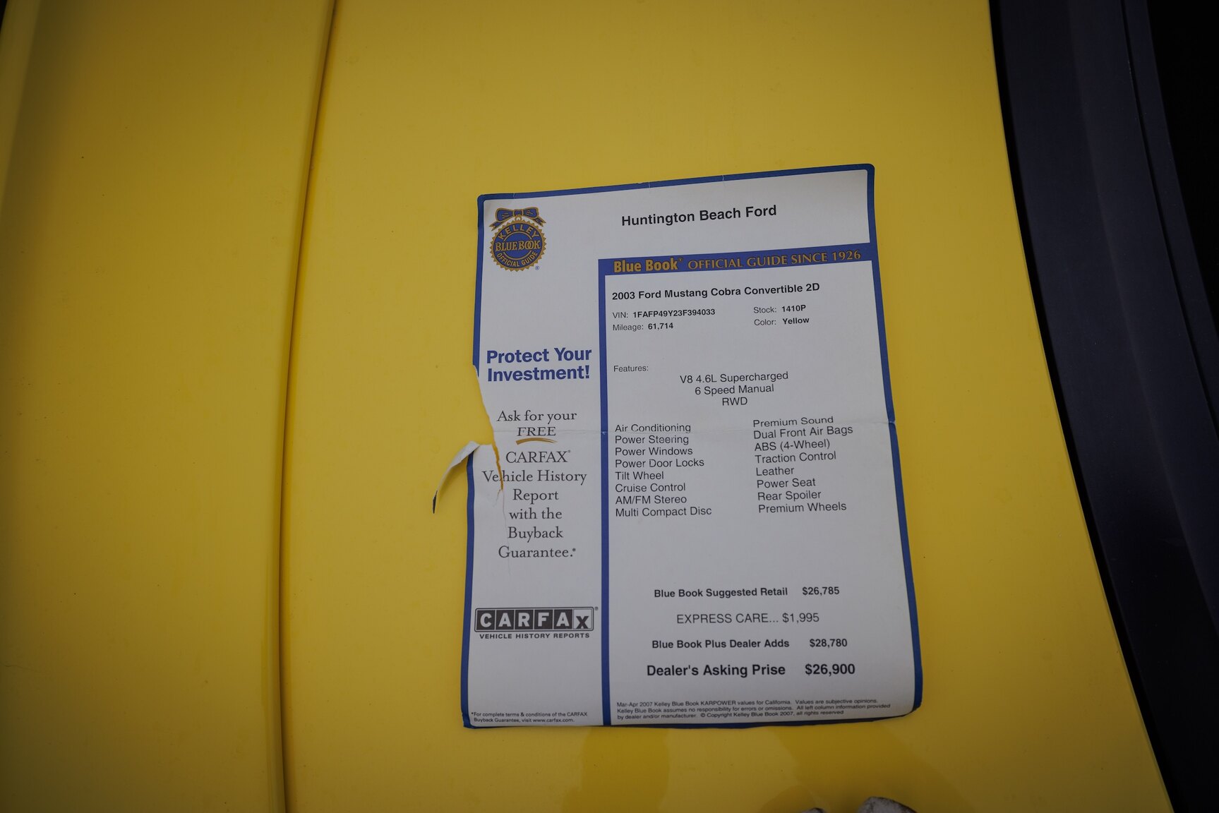 Documentation for 2003 Ford Mustang SVT Cobra