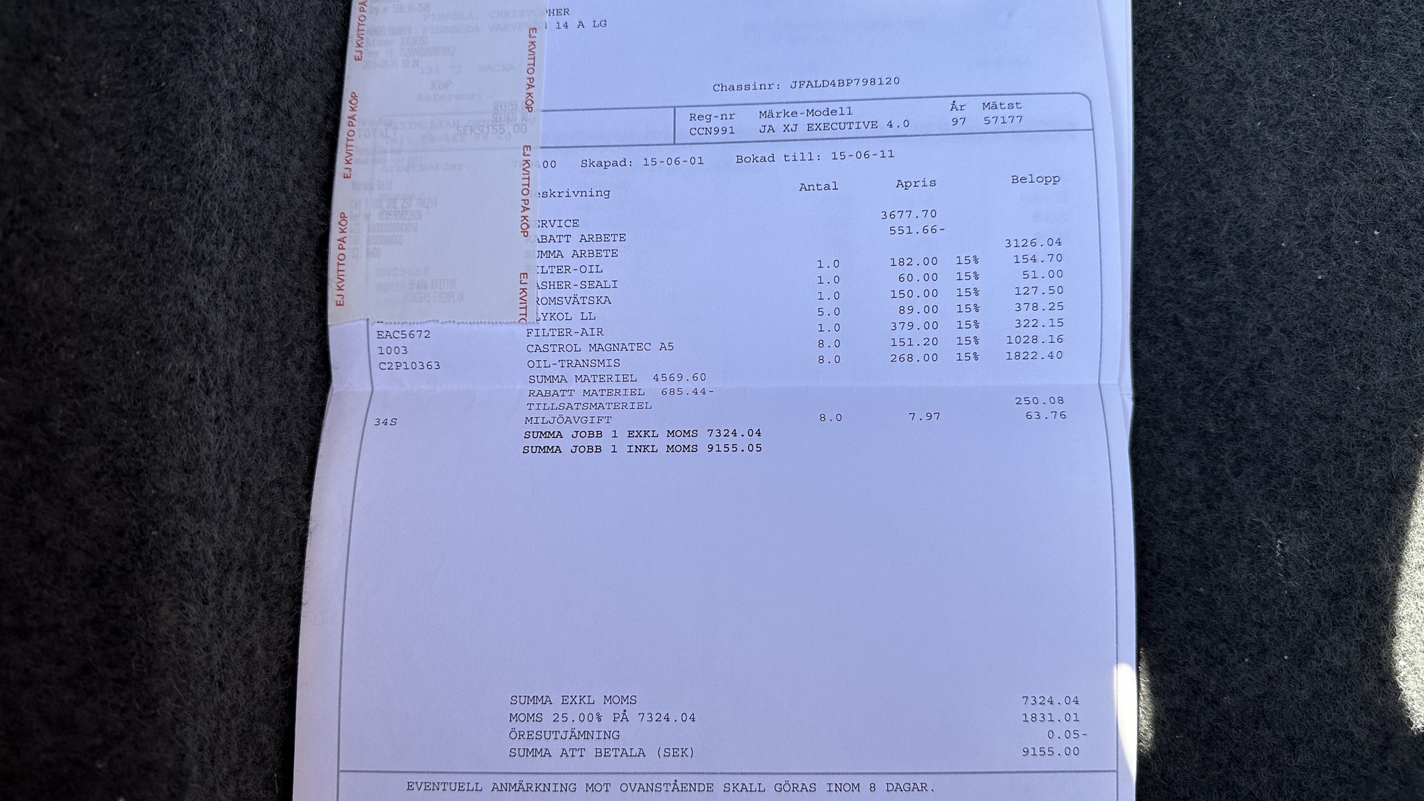 Dokumentation för 1997 Jaguar XJ 4.0 Executive