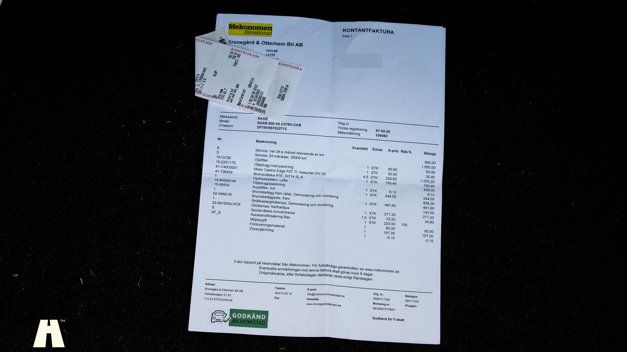 Dokumentation för 1995 SAAB 900 SE V6 Automat