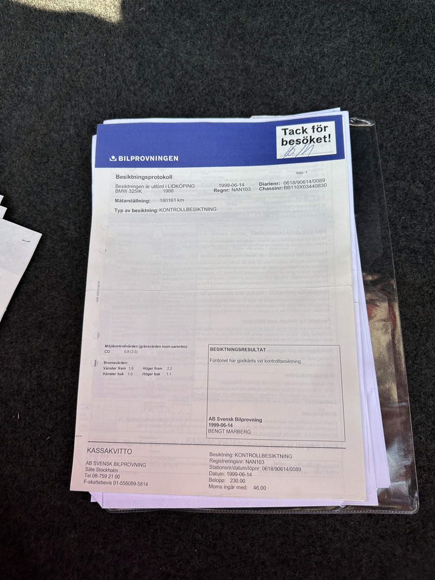 Documentation for 1988 BMW 325 Cabriolet (E30)